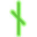 The Elder Furthark rune ᚾ or naudiz, in green with a lime green outline